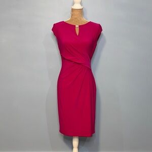 Lauren Ralph Lauren Black Label Chic Fuchsia Twisted-Knot Midi Dress Size 4 NWT